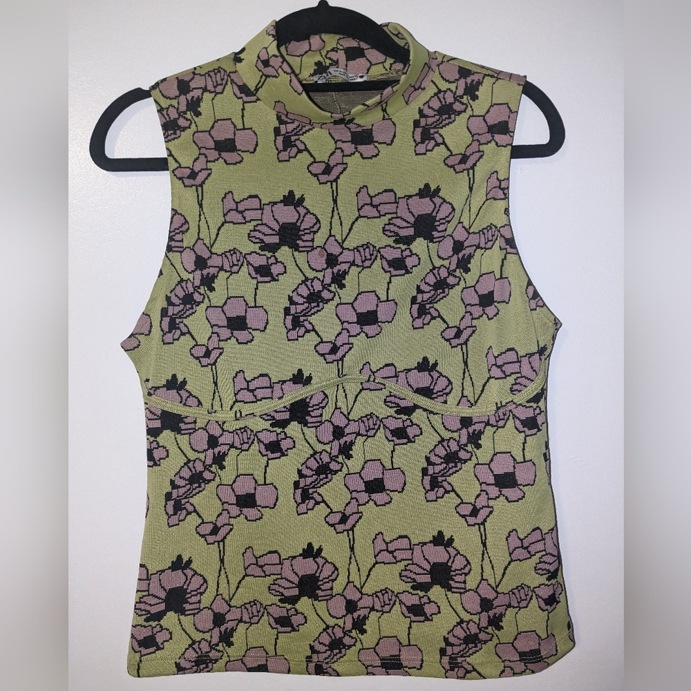 ZARA Green Limited Edition Jacquard Top